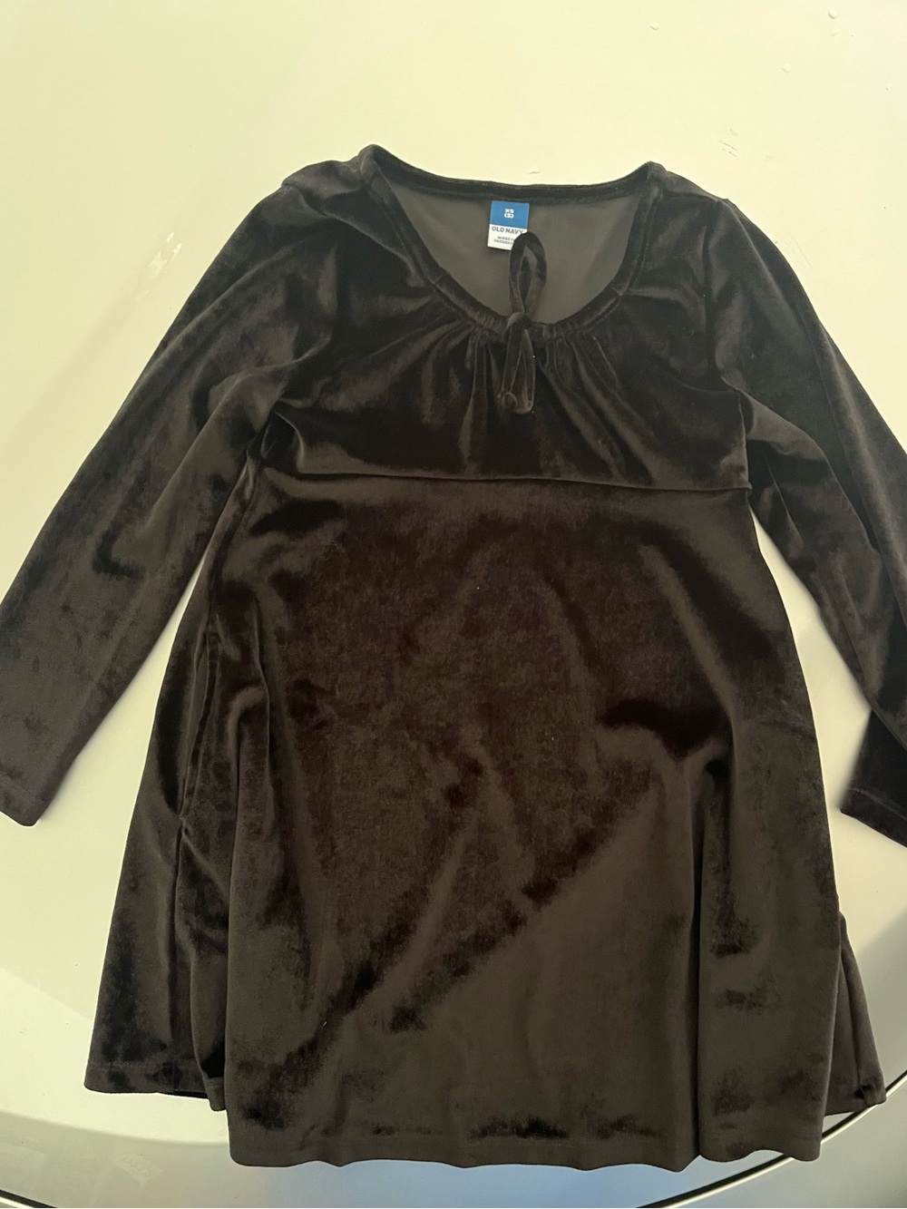Old Navy Girls Black Velvet Long-Sleeve Dress